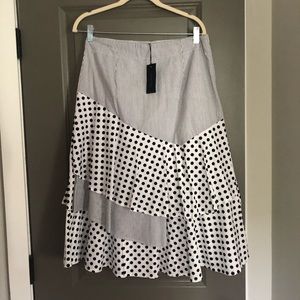 Polka Dot Ruffle Midi Skirt